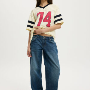 V Neck Oversized Graphic Tee