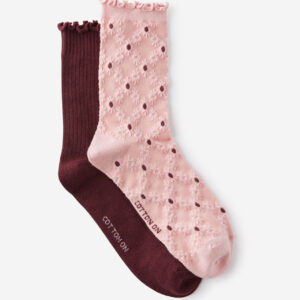 The Perfect Pair Frill Rib Crew Sock 2Pk