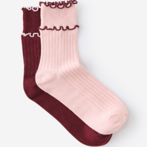 The Perfect Pair Double Frill Rib Crew Sock 2Pk