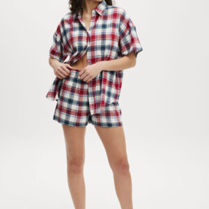 Flannel Boyfriend Short Sleeve Shirt
