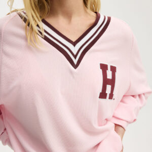 Harvard University Waffle V Neck Sweater