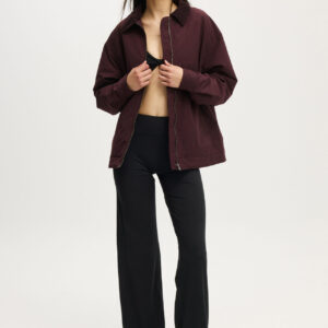 Contrast Collar Oversized Jacket