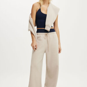 Plush Tie Waist Wide Leg Sweatpant