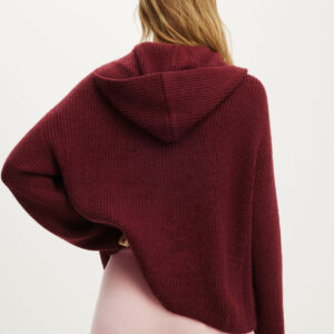 Zip Through Oversized Knit Hoodie